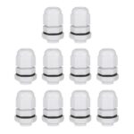 M12x1.5 Cable Gland 2mm-5mm Wire Hole Waterproof Nylon Joint Adjustable Locknut with Washer White 10pcs