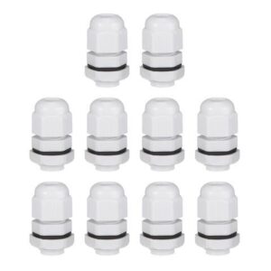M12x1.5 Cable Gland 2mm-5mm Wire Hole Waterproof Nylon Joint Adjustable Locknut with Washer White 10pcs
