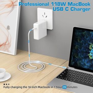 Mac Book Pro Charger - 118W USB C Charger Fast Charger Compatible with MacBook Pro, MacBook Air, M1 M2 M3 M4, iPad pro, Samsung Galaxy and All USB-C Devices, 6.6ft Cable