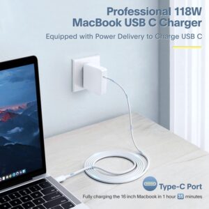 Mac Book Pro Charger - 118W USB C Fast Charger Power Adapter Compatible with MacBook Pro & MacBook Air 13, 14, 15, 16 inch, M1 M2 M3 M4, New ipad Pro and All USB C Device, 6.6ft...