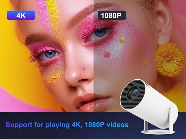 Magcubic Projector 4K with WiFi and Bluetooth, Mini Portable Proyector with Auto Keystone, Outdoor Movie for Bedroom, 200 ANSI, 180 Degree Rotation, Built-in Apps Android 11...