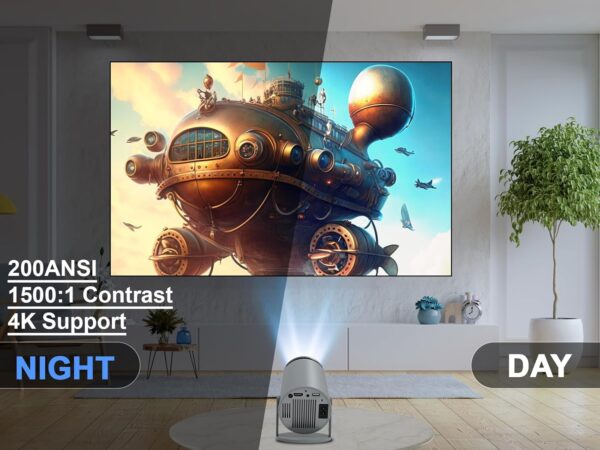 Magcubic Projector 4K with WiFi and Bluetooth, Mini Portable Proyector with Auto Keystone, Outdoor Movie for Bedroom, 200 ANSI, 180 Degree Rotation, Built-in Apps Android 11...