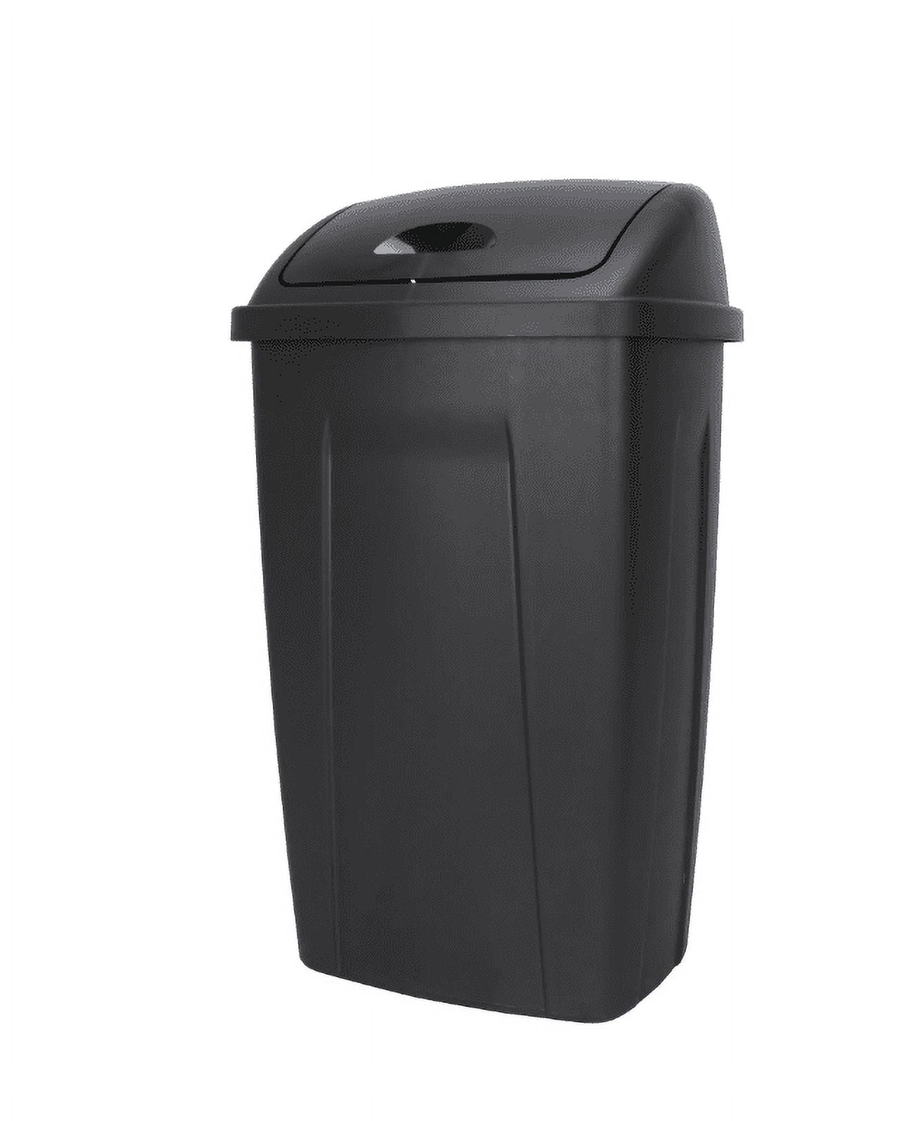 Mainstays 13 Gallon Trash Can, Plastic Swing Top Kitchen Garbage Trash Can, Black