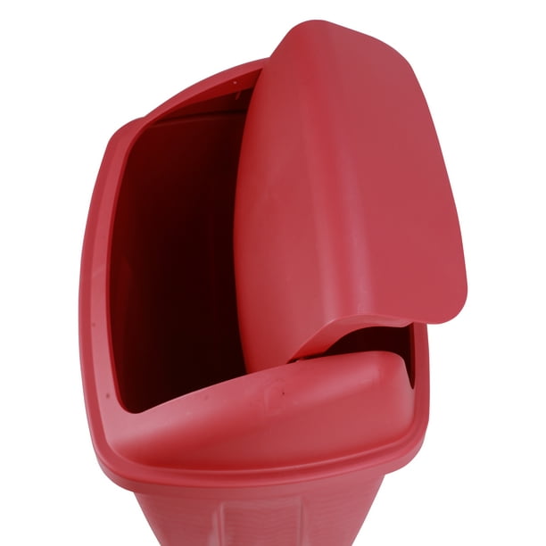 Mainstays 13 Gallon Trash Can, Plastic Swing Top Kitchen Trash Can, Red