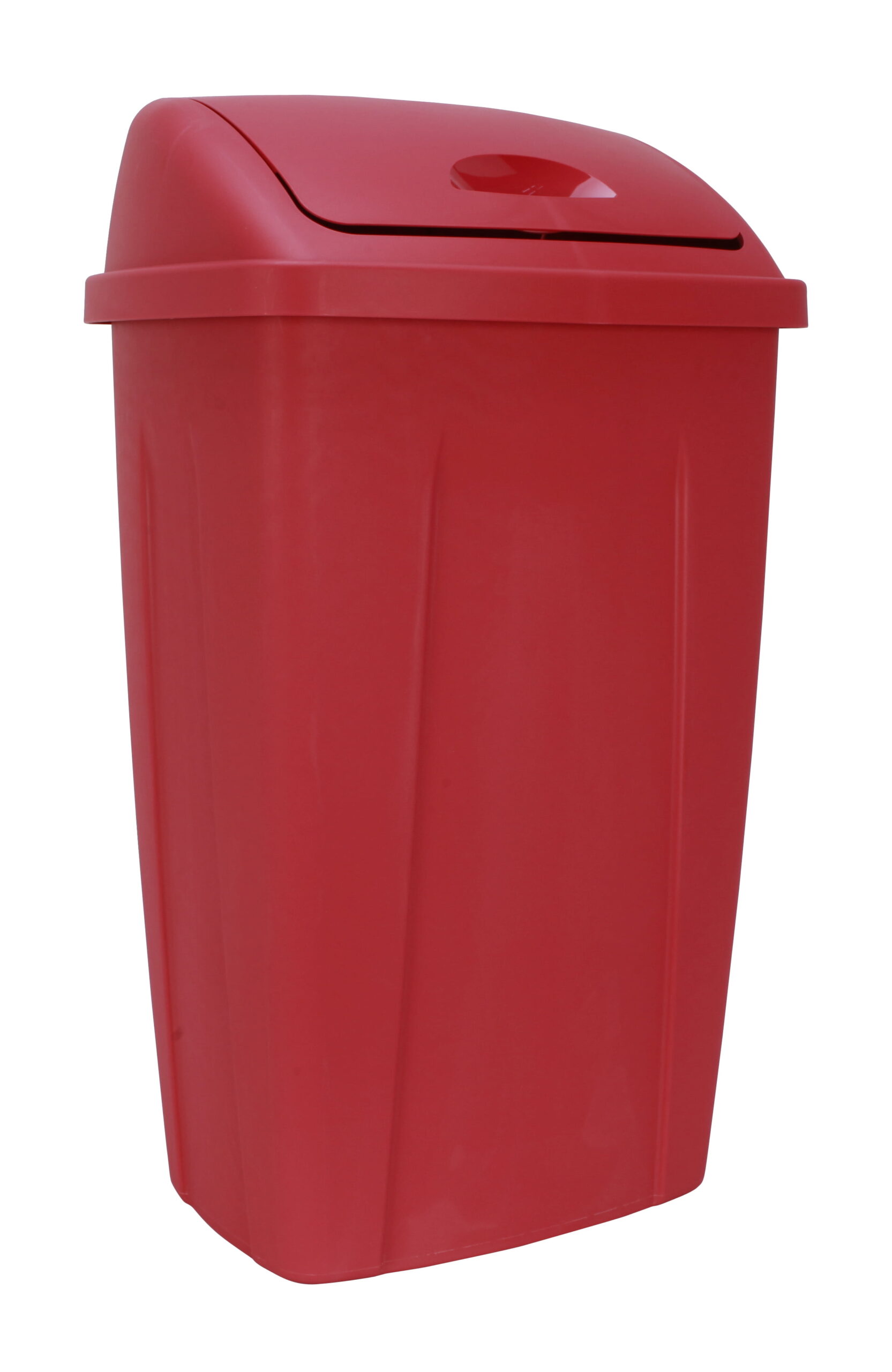 Mainstays 13 Gallon Trash Can, Plastic Swing Top Kitchen Trash Can, Red