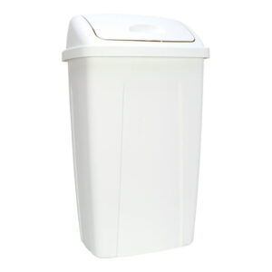 Mainstays 13 Gallon Trash Can, Plastic Swing Top Kitchen Trash Can, White