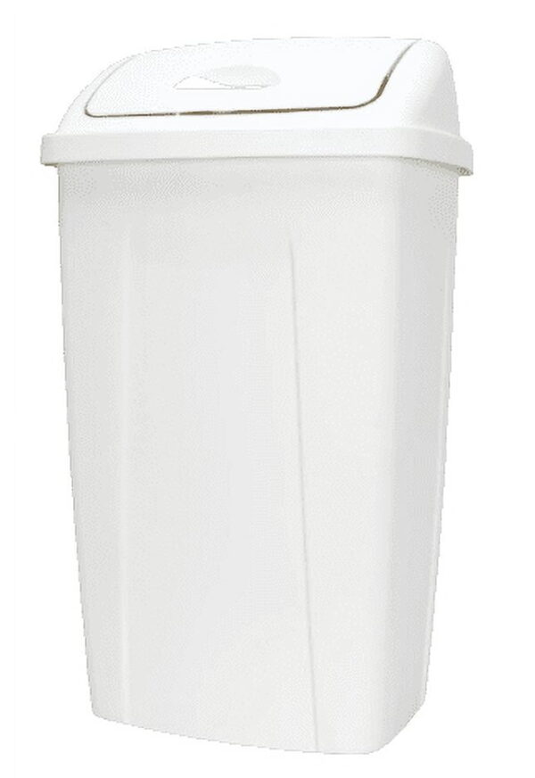 Mainstays 13 Gallon Trash Can, Plastic Swing Top Kitchen Trash Can, White Mainstays 13 Gallon Trash Can, Plastic Swing Top Kitchen Trash Can, White