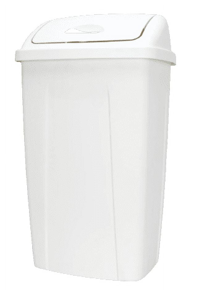 Mainstays 13 Gallon Trash Can, Plastic Swing Top Kitchen Trash Can, White
