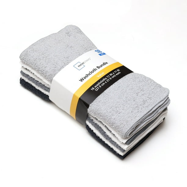 Mainstays 18-Pack Washcloth Bundle, Grey