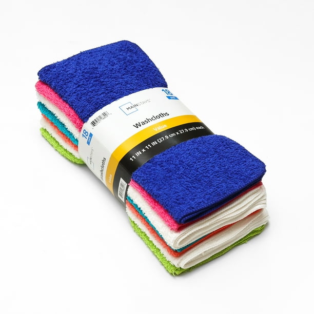 Mainstays 18-Pack Washcloth Bundle, True Bright