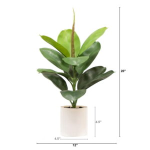 Mainstays 20"H Artificial Indoor Fiddle Leaf Fig Plant in Plastic Vanilla Planter