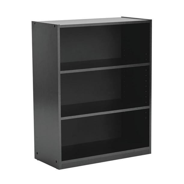 Mainstays 3-Shelf Bookcase with Adjustable Shelves, True Black Oak