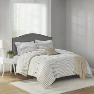 Mainstays 5-Piece Tan Striped Comforter Set, King