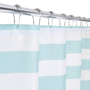 Mainstays Aqua Stripe 13-piece Fabric Shower Curtain with Hooks