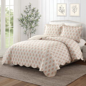 Mainstays Beige Paisley 3-Piece Quilt Set, Full/Queen