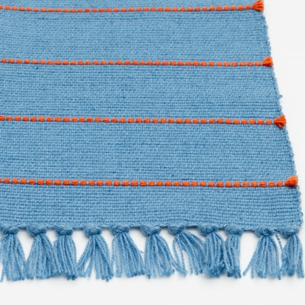 Mainstays by Becky G. & Alejandra Indoor/Outdoor Layering Rug, Blue Stripe, 24" x 36"