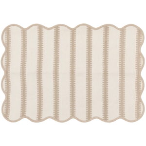 Mainstays by Becky G. & Alejandra Polyester Scallop Layering Rug, Papyrus Beige Stripe, 24" x 36"