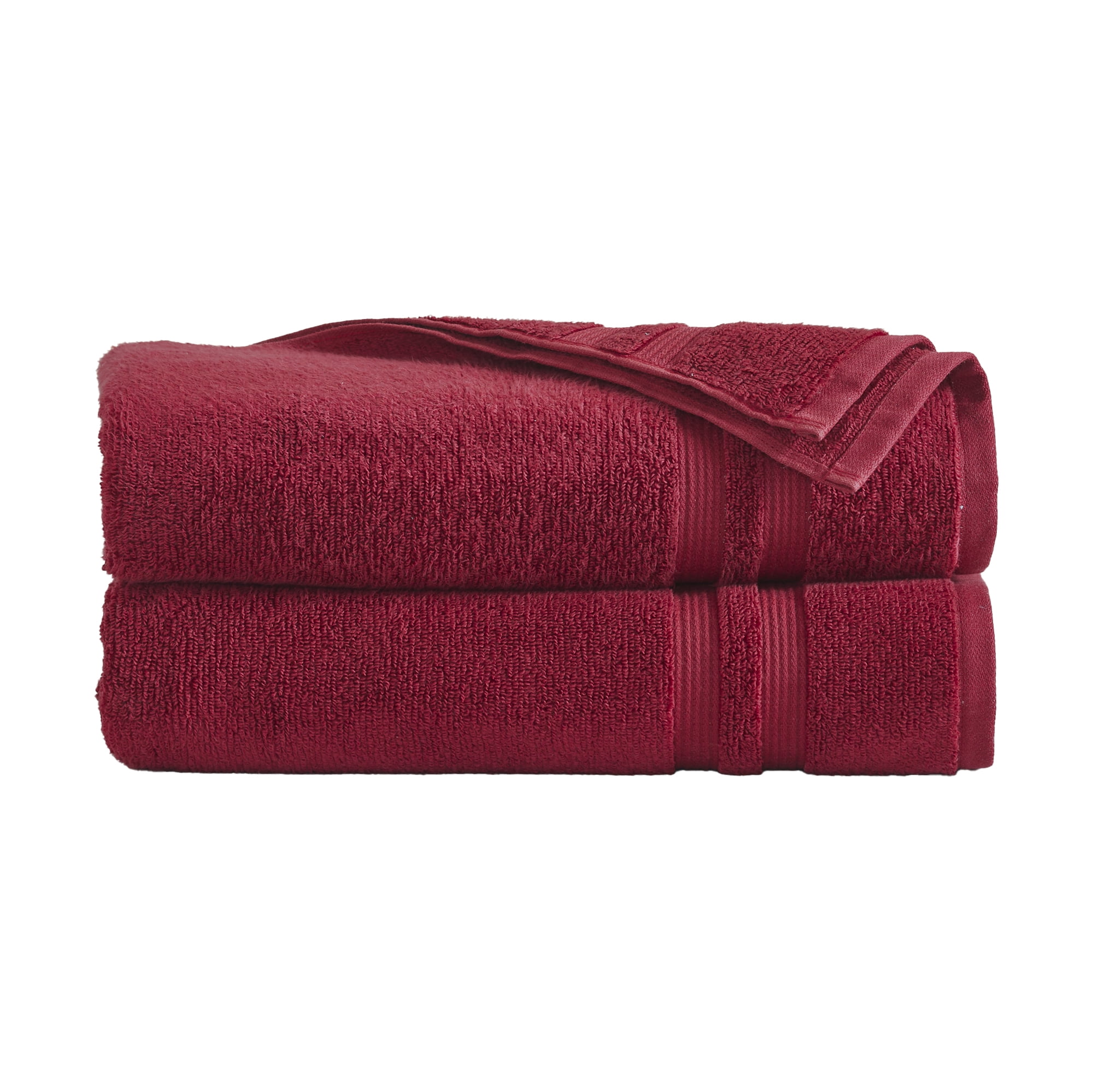 Mainstays Performance Textured 2-Piece Bath Sheet Set, Red