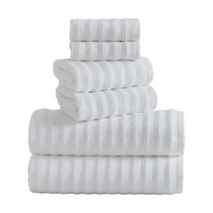 Mainstays Performance Textured 6-Piece Bath Towel Set, White