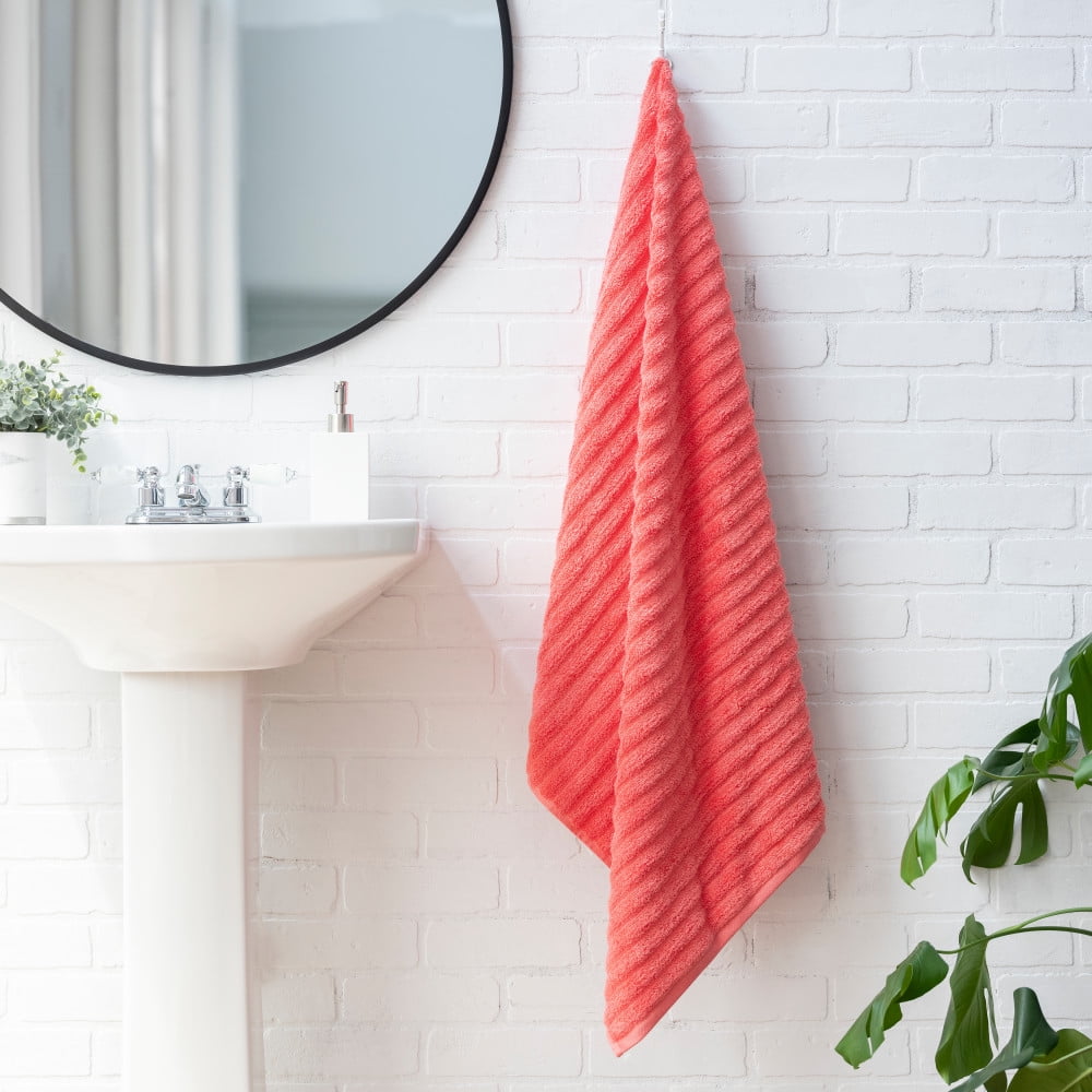 Mainstays Performance Textured Bath Sheet 2-Piece Set, Island Coral
