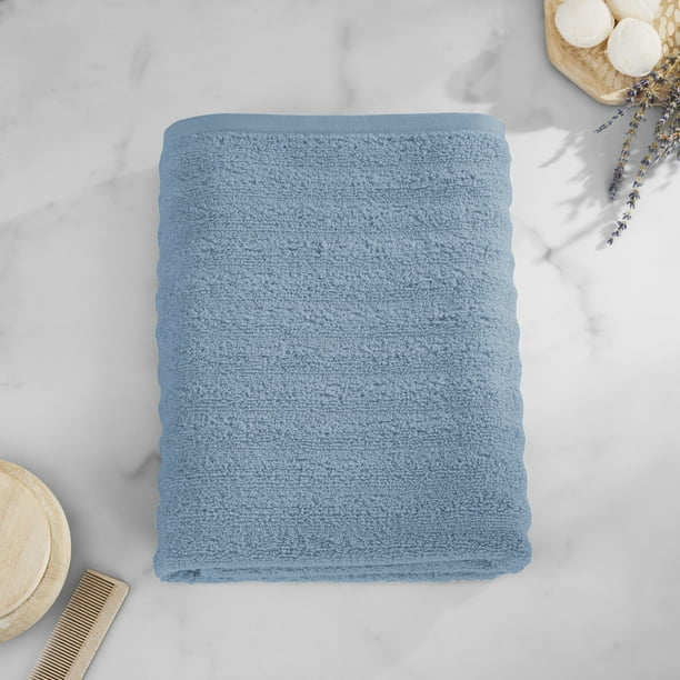 Mainstays Performance Textured Bath Sheet, 30" x 62", Blue Linen