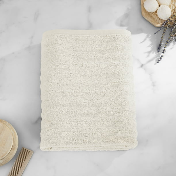 Mainstays Performance Textured Bath Sheet, 30" x 62", Papyrus Beige
