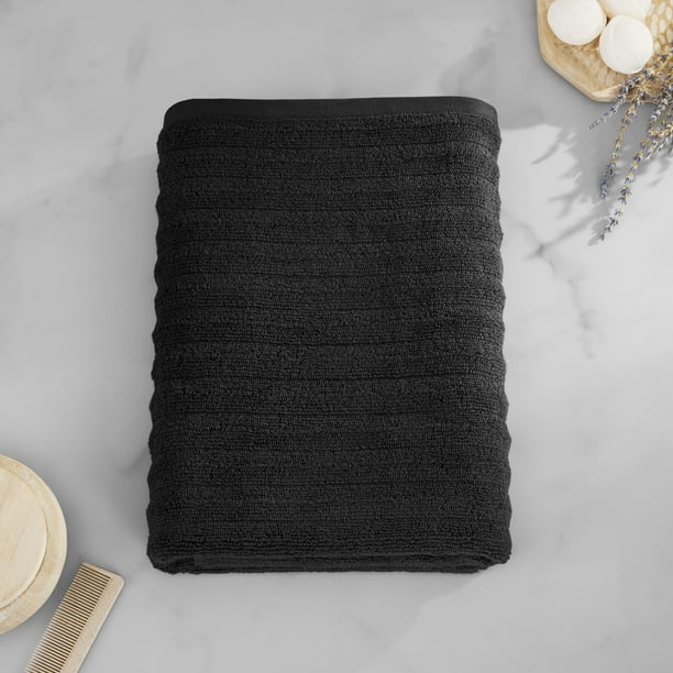 Mainstays Performance Textured Bath Sheet, 62" X 30", Black