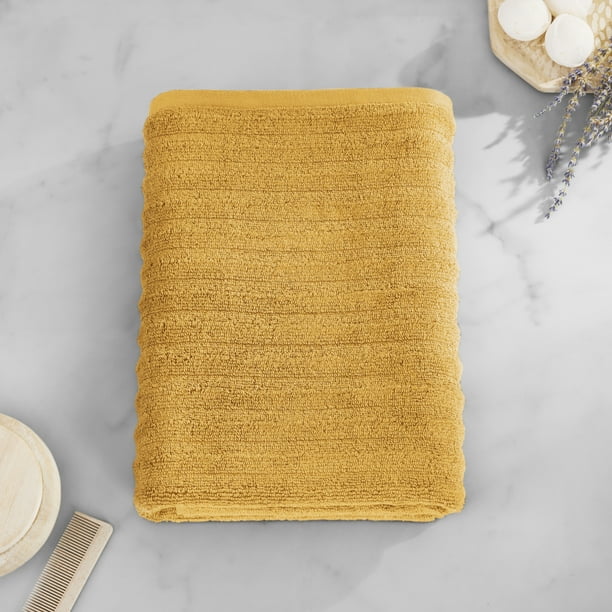 Mainstays Performance Textured Bath Sheet, 62" X 30", Golden Curry