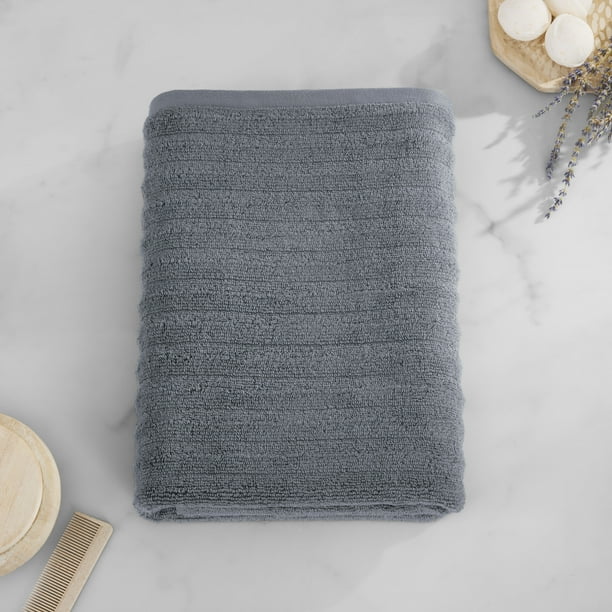 Mainstays Performance Textured Bath Sheet, 62" X 30", Grey