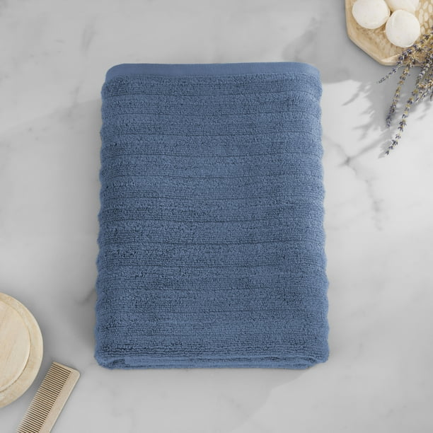 Mainstays Performance Textured Bath Sheet, 62" X 30", Indigo