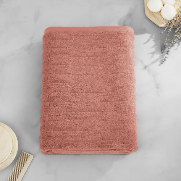 Mainstays Performance Textured Bath Sheet, 62" X 30", Terracotta