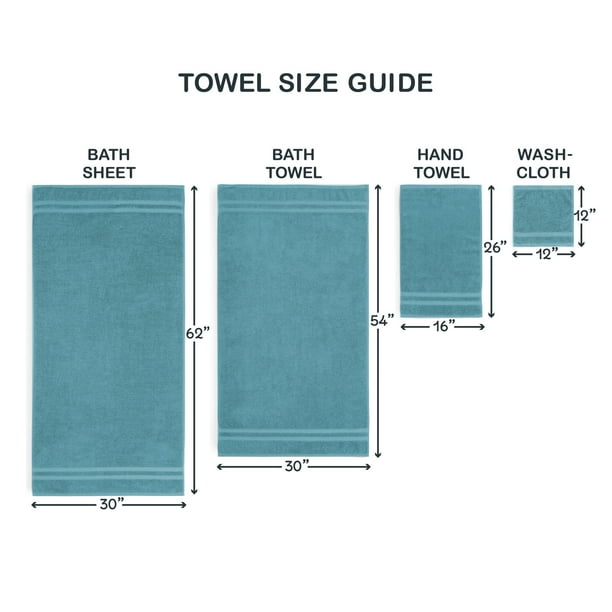 Mainstays Performance Textured Bath Towel 6-Piece Set, Cool Water