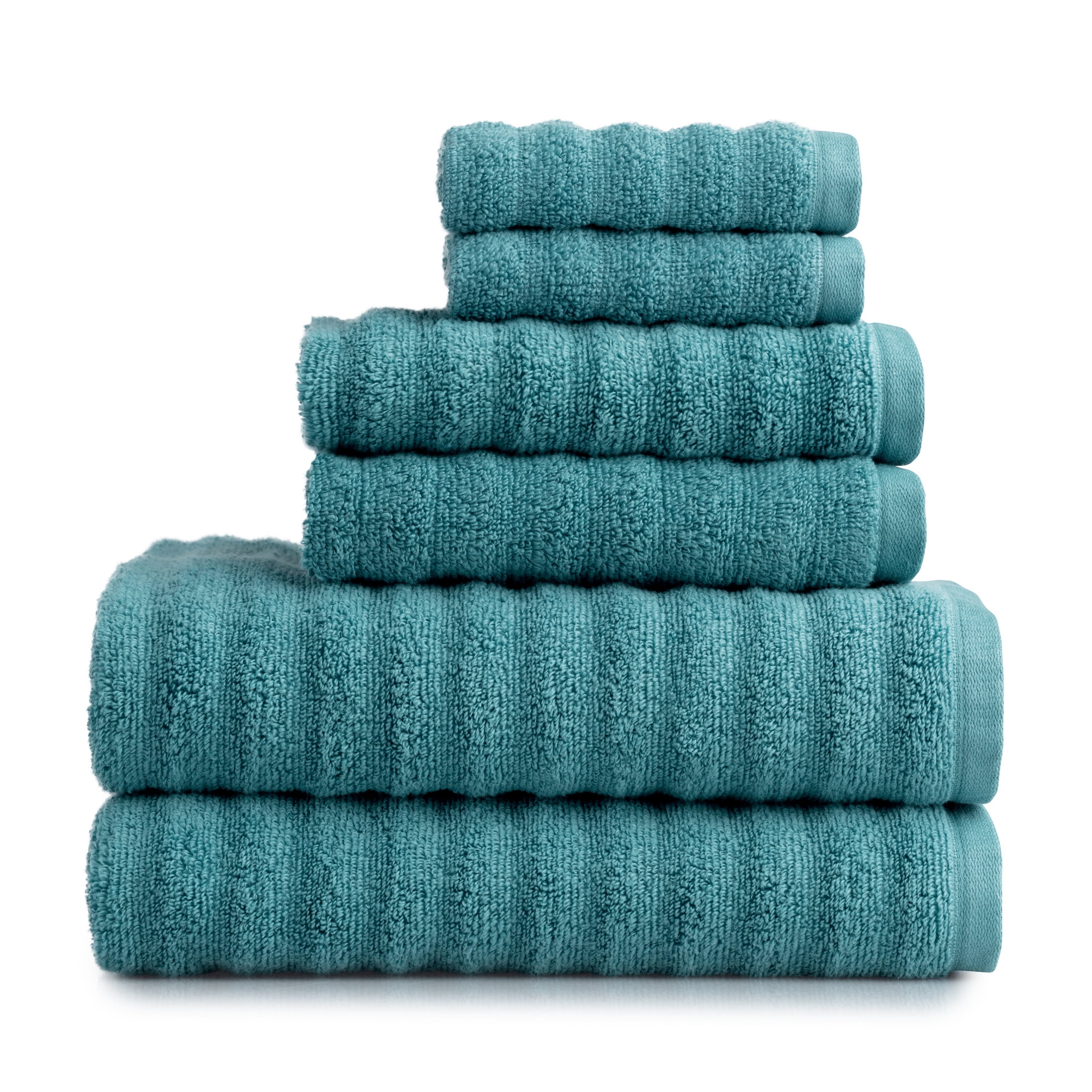 Mainstays Performance Textured Bath Towel 6-Piece Set, Cool Water