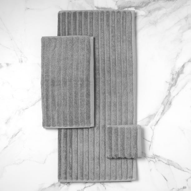 Mainstays Performance Textured Bath Towel 6-Piece Set, Grey Flannel