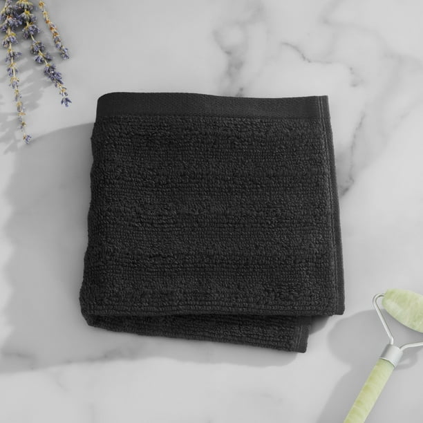 Mainstays Performance Textured Washcloth, 12" x 12", Black