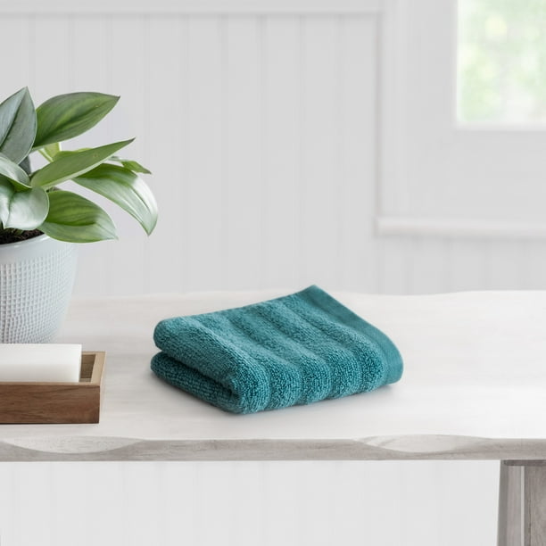 Mainstays Performance Textured Washcloth, 12" x 12", Cool Water