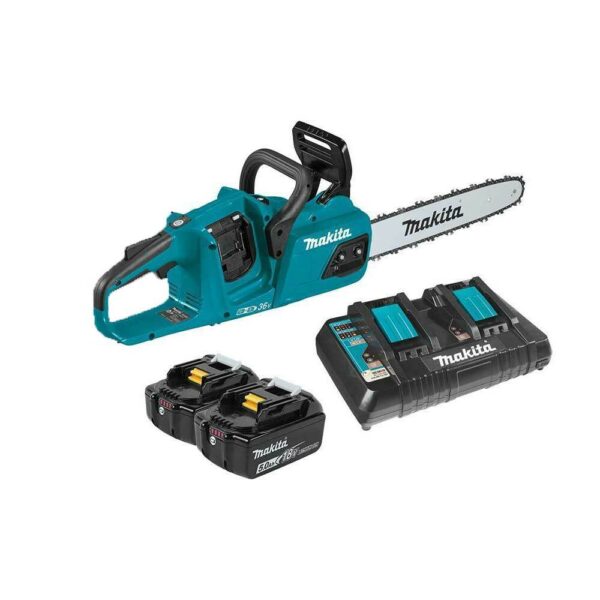 Makita XCU07PT 36 Volt X2 14 Inch 5.0Ah Cordless Chainsaw Kit w/ 2 Batteries Makita XCU07PT 36 Volt X2 14 Inch 5.0Ah Cordless Chainsaw Kit w/ 2 Batteries