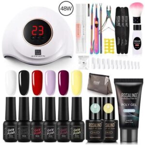 Manicure Set For Nail With 8/10/12pcs Gel Polish Set Poly Nail Gel Kit 48W UV LED Lamp Soak Off Nail Art Tool Kit