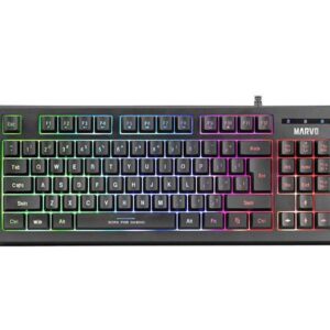 Marvo K607 Wired 87 Key, 3-Color LED backlight, Full Anti Ghosting, Compact design TKL Layout Membrane Gaming Keyboard_Black