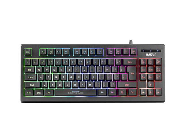 Marvo K607 Wired 87 Key, 3-Color LED backlight, Full Anti Ghosting, Compact design TKL Layout Membrane Gaming Keyboard_Black