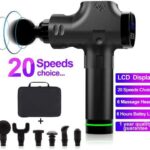 Massage Gun Deep Tissue Percussion Muscle Massager for Pain Relief, Handheld Electric Body Massager with 20 Adjustable Speed, 6 Head, Quiet &