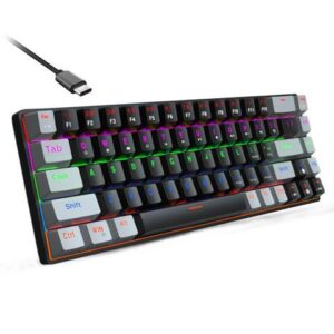 Mechanical Keyboard 68 Keys Anti-Ghosting Wired RGB Multiple Backlit Portable Gaming Office Keyboard with Detachable Type-C Cable for Windows Laptop