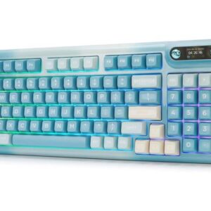 Mechanical Keyboard, Hot Swap Gasket Wireless Gaming Keyboard with Knob OLED Smart Display, Wireless/Bluetooth/USB-C Wired for Win/Mac (Tactile
