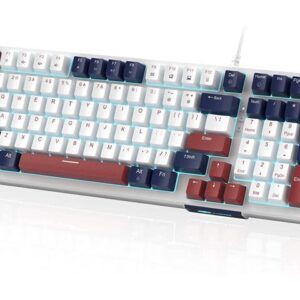 Mechanical Keyboard, Star Sky Wired Gaming Keyboard Backlit Ultra-Slim USB Keyboards with Red Switches 98 Keys for PC Windows Computer Laptop -