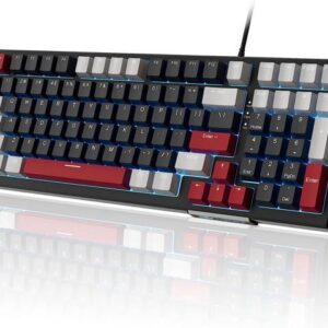 Mechanical Keyboard, Star Sky Wired Gaming Keyboard Backlit Ultra-Slim USB Keyboards with Red Switches 98 Keys for PC Windows Computer Laptop -
