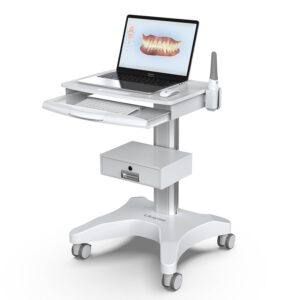 Medical Trolley Cart with Laptop Tray and Oral Scanner Holder, Mobile Workstation on Wheels with a Drawer for Hospital Dental Clinics Beauty Salons (OC-3)