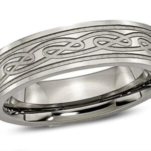 Mens Chisel Titanium Laser Etched Celtic Knot Polished Band