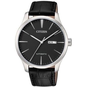 Men's Citizen Automatic Black Leather Strap Watch NH8350-08E