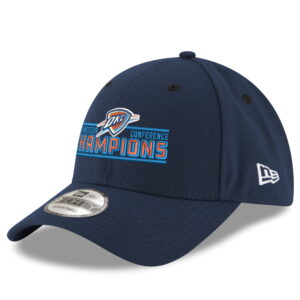 Men's New Era Navy Oklahoma City Thunder 2025 Western Conference Champions 9FORTY Adjustable Hat