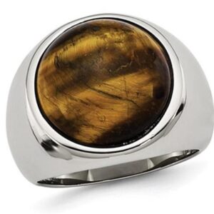 Mens Tiger's Eye Ring in Stainless Steel